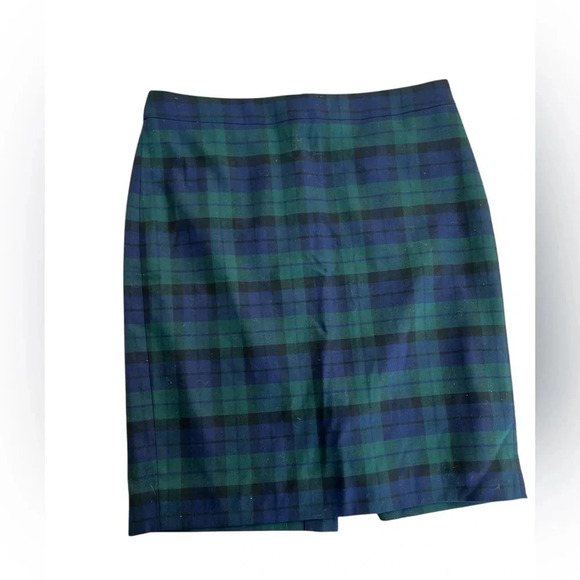 J Crew The Pencil Skirt Blue & Green Plaid Size 6 - Picture 1 of 5